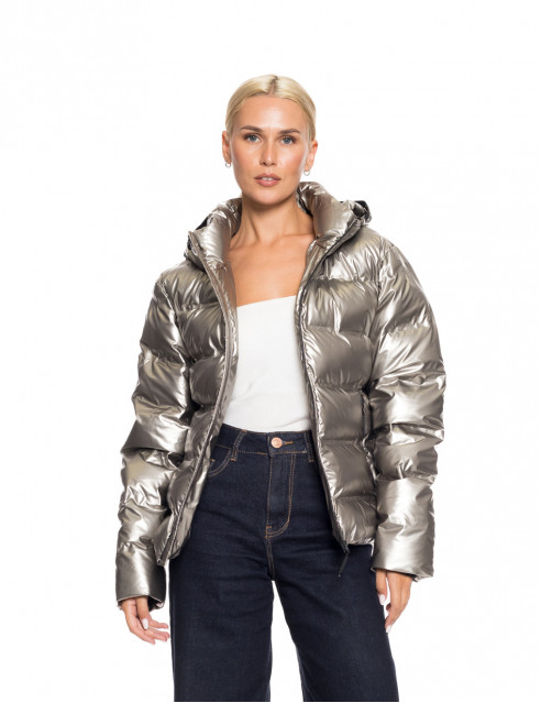 Biston fashion γυναικείο κοντό μπουφάν με κουκούλα