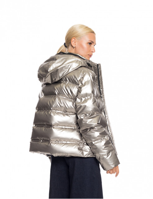 Biston fashion γυναικείο κοντό μπουφάν με κουκούλα