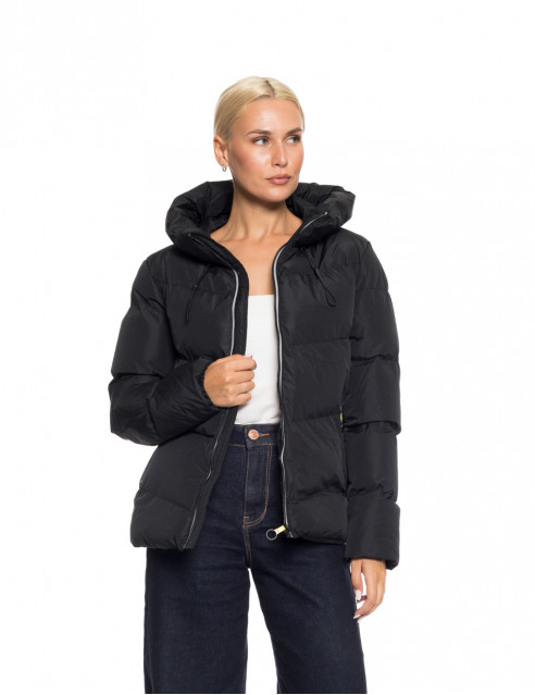 Biston fashion γυναικείο κοντό μπουφάν με ενσωματωμένη κουκούλα