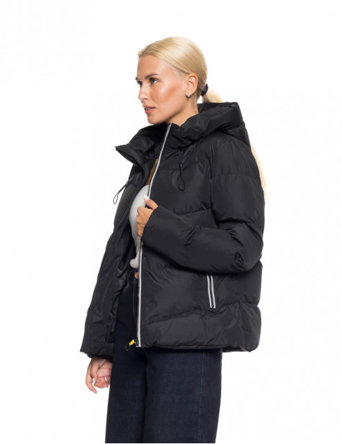 Biston fashion γυναικείο κοντό μπουφάν με ενσωματωμένη κουκούλα