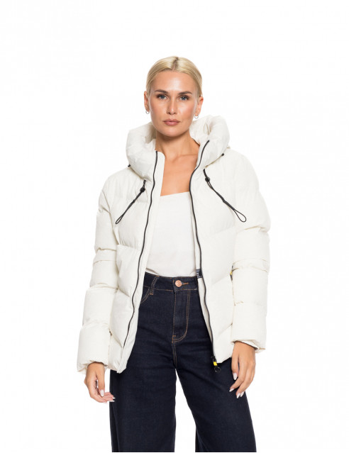 Biston fashion γυναικείο κοντό μπουφάν με ενσωματωμένη κουκούλα