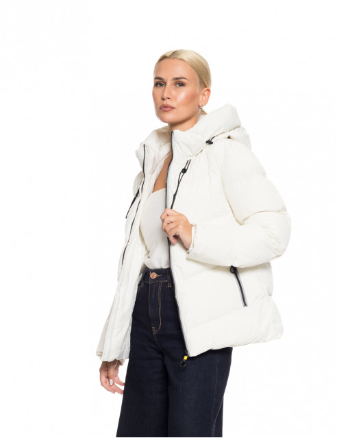 Biston fashion γυναικείο κοντό μπουφάν με ενσωματωμένη κουκούλα