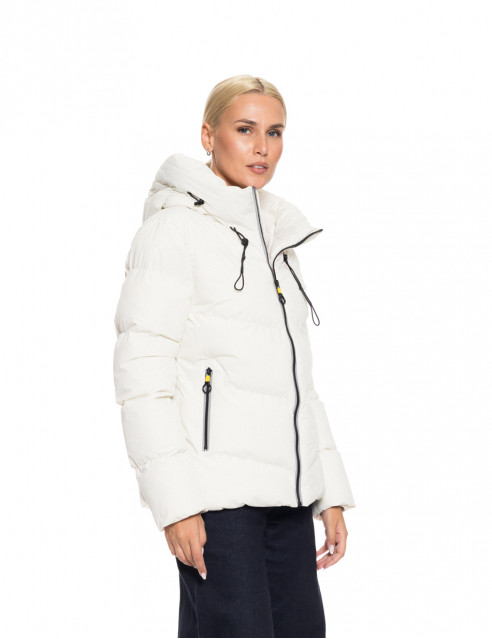 Biston fashion γυναικείο κοντό μπουφάν με ενσωματωμένη κουκούλα