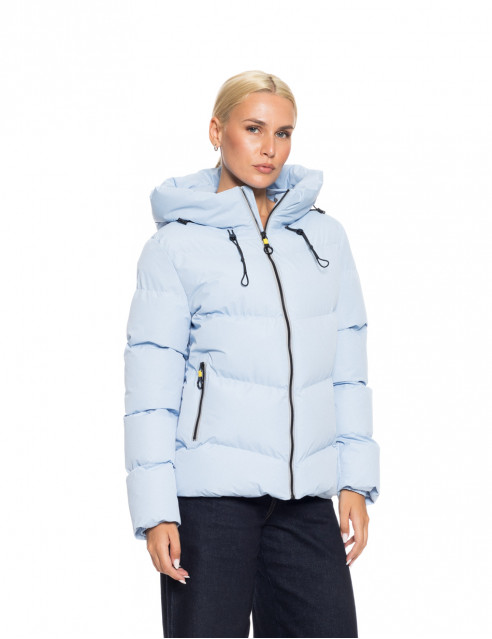 Biston fashion γυναικείο κοντό μπουφάν με ενσωματωμένη κουκούλα