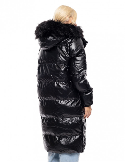 Biston fashion γυναικείο μακρύ μπουφάν με ενσωματωμένη κουκούλα