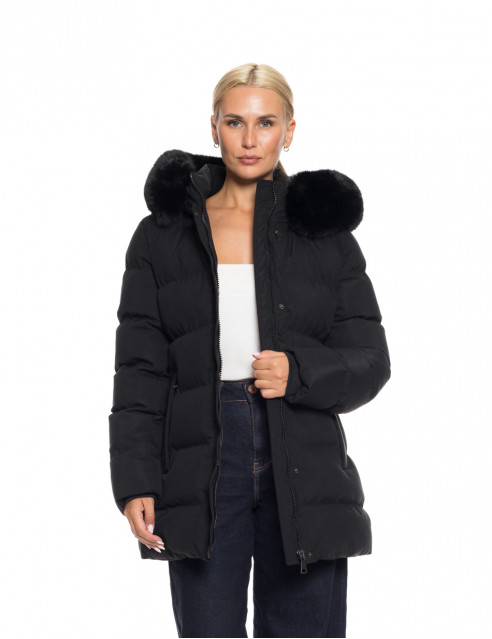 Biston fashion γυναικείο κοντό μπουφάν με αποσπώμενη κουκούλα