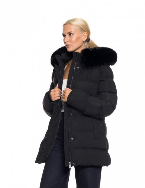 Biston fashion γυναικείο κοντό μπουφάν με αποσπώμενη κουκούλα