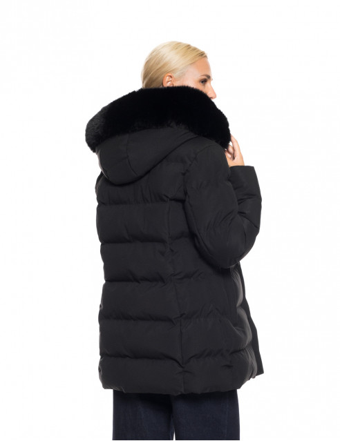 Biston fashion γυναικείο κοντό μπουφάν με αποσπώμενη κουκούλα
