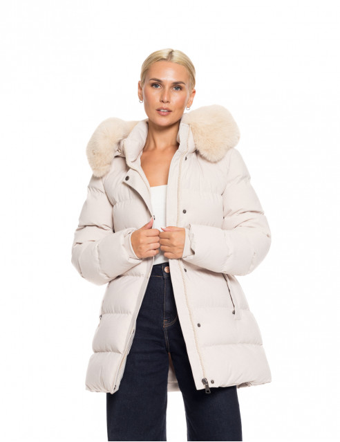 Biston fashion γυναικείο κοντό μπουφάν με αποσπώμενη κουκούλα