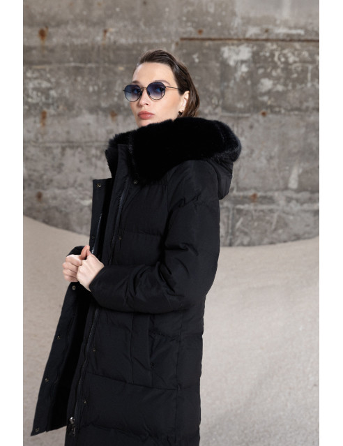 Splendid fashion γυναικείο μακρύ μπουφάν με κουκούλα