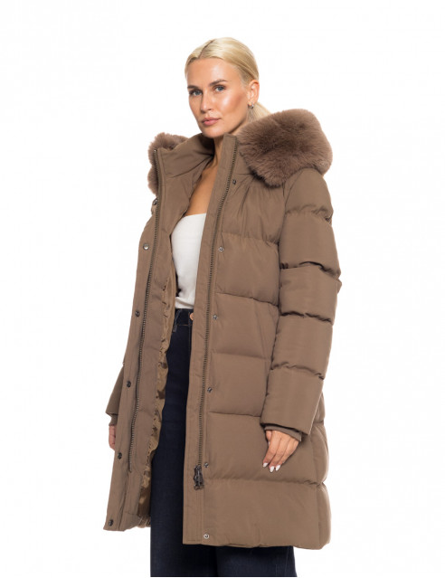Splendid fashion γυναικείο μακρύ μπουφάν με κουκούλα