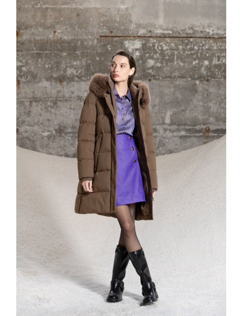 Splendid fashion γυναικείο μακρύ μπουφάν με κουκούλα
