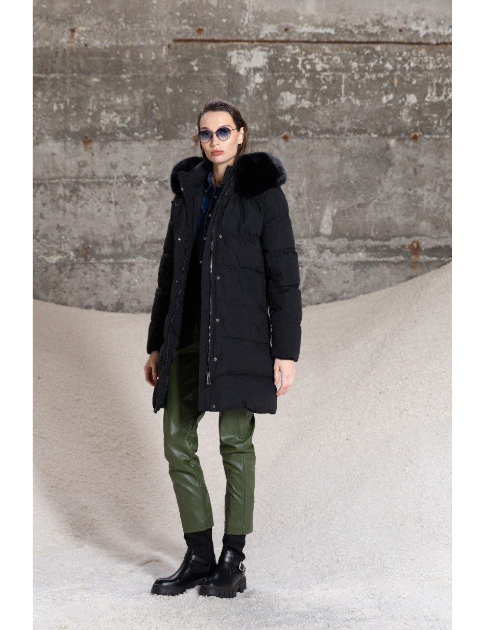 Splendid fashion γυναικείο μακρύ μπουφάν με κουκούλα