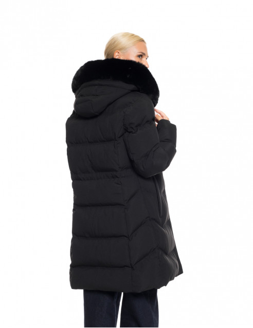 Biston fashion γυναικείο μακρύ μπουφάν με αποσπώμενη κουκούλα