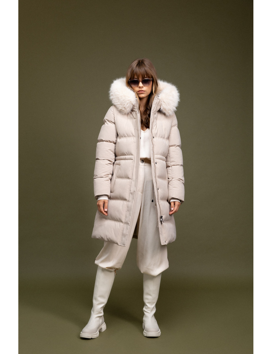 Biston fashion γυναικείο μακρύ μπουφάν με αποσπώμενη κουκούλα