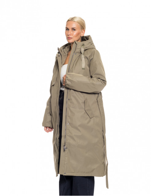 Biston fashion γυναικείο μακρύ μπουφάν με ενσωματωμένη κουκούλα