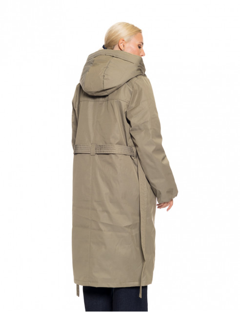 Biston fashion γυναικείο μακρύ μπουφάν με ενσωματωμένη κουκούλα