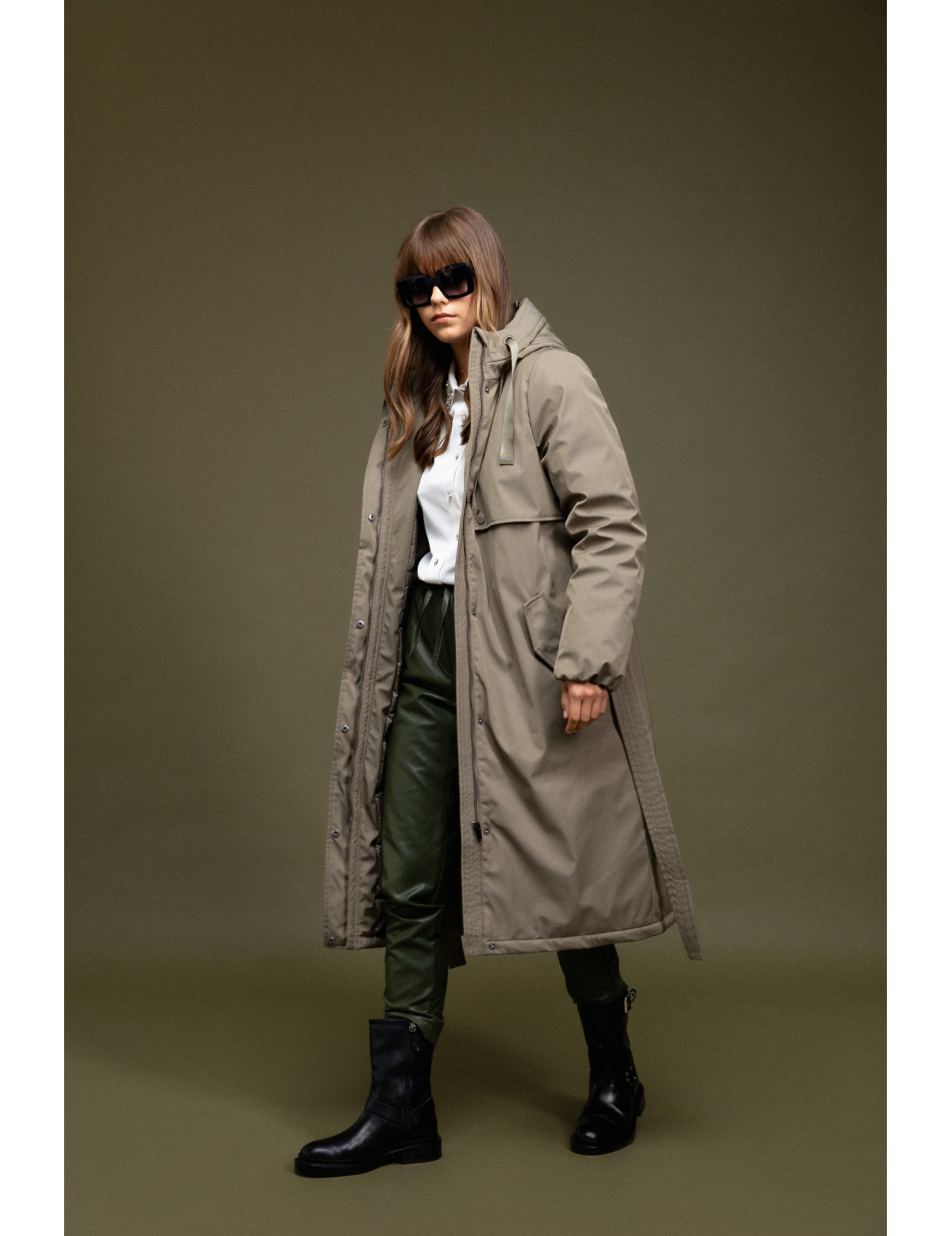 Biston fashion γυναικείο μακρύ μπουφάν με ενσωματωμένη κουκούλα