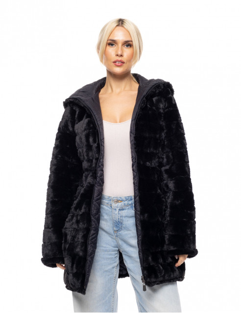 Splendid fashion γυναικείο demi γούνινο πανωφόρι διπλής όψης