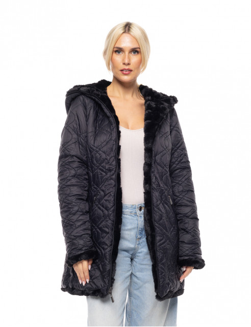 Splendid fashion γυναικείο demi γούνινο πανωφόρι διπλής όψης