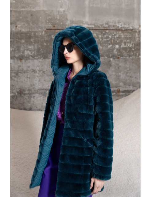 Splendid fashion γυναικείο demi γούνινο πανωφόρι διπλής όψης