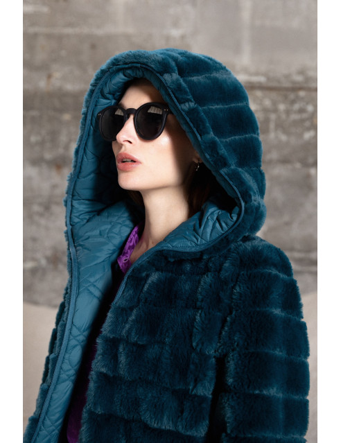 Splendid fashion γυναικείο demi γούνινο πανωφόρι διπλής όψης