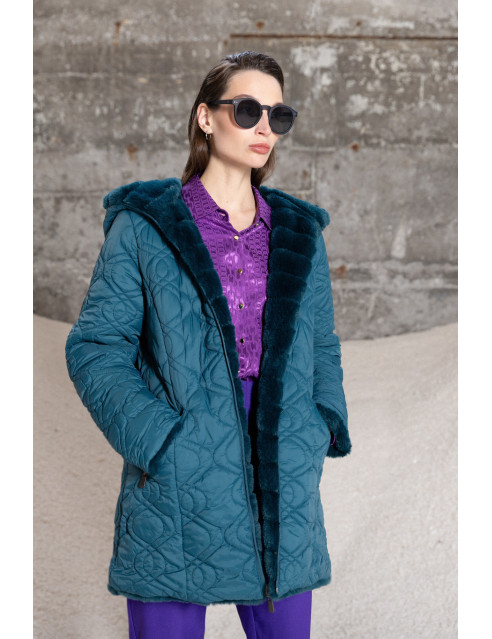 Splendid fashion γυναικείο demi γούνινο πανωφόρι διπλής όψης