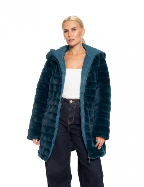Splendid fashion γυναικείο demi γούνινο πανωφόρι διπλής όψης