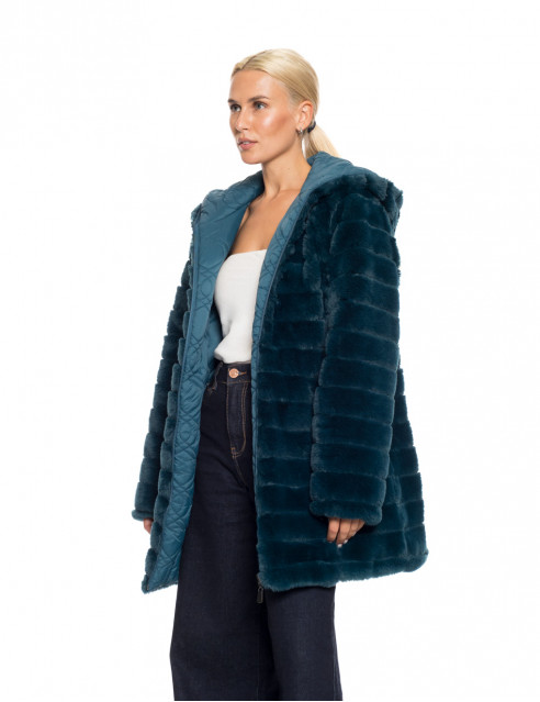 Splendid fashion γυναικείο demi γούνινο πανωφόρι διπλής όψης