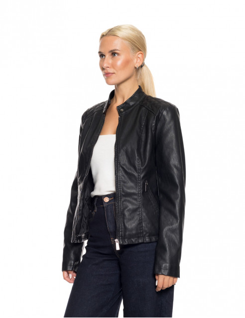 Splendid fashion γυναικείο κοντό πανωφόρι από συνθετική δερματίνη