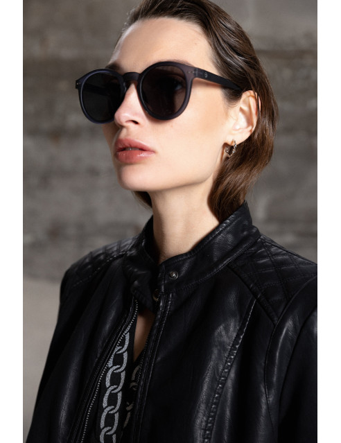 Splendid fashion γυναικείο κοντό πανωφόρι από συνθετική δερματίνη