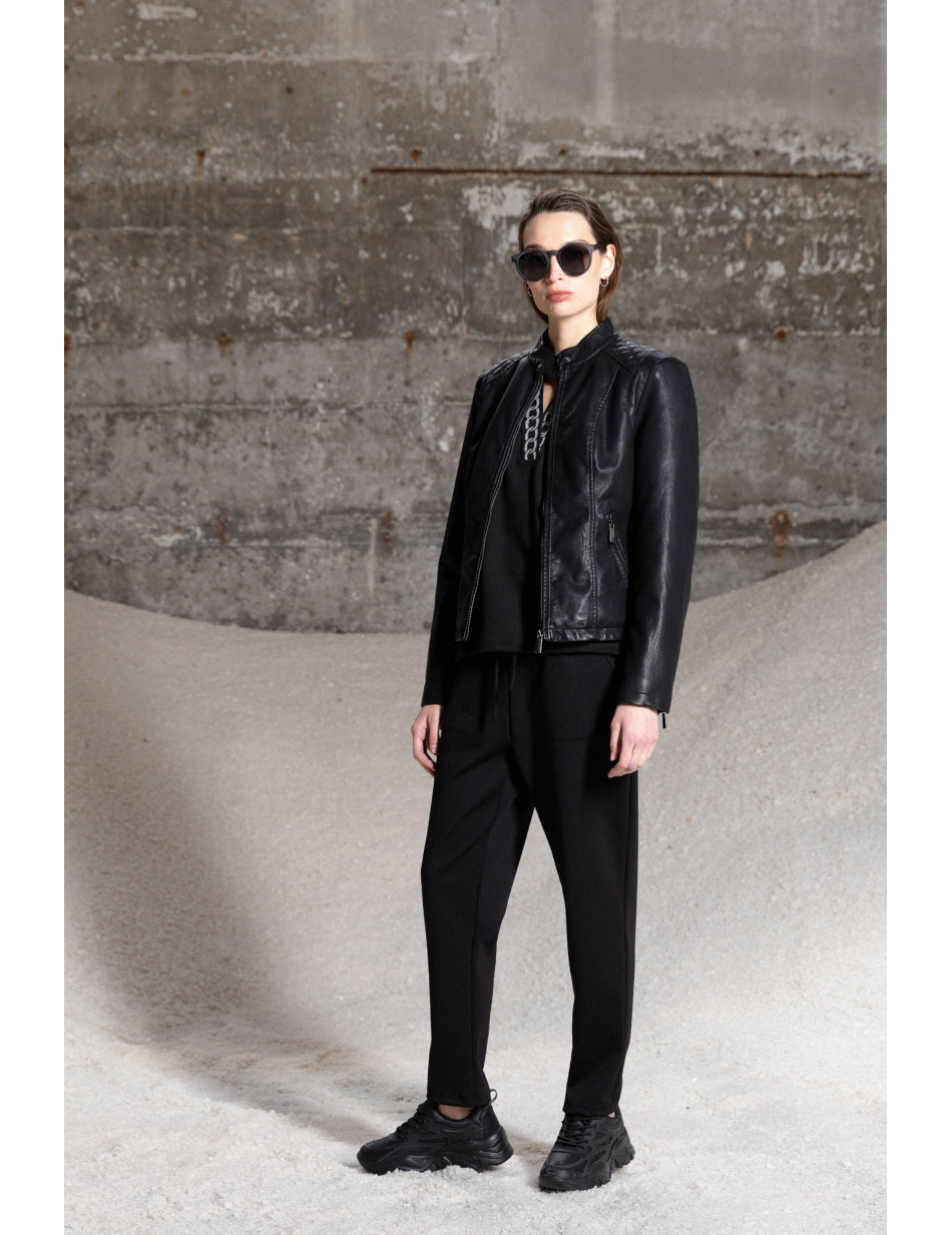 Splendid fashion γυναικείο κοντό πανωφόρι από συνθετική δερματίνη