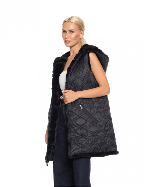 Splendid fashion Γυναικείο demi γούνινο γιλέκο διπλής όψης