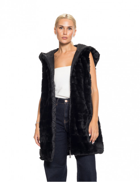 Splendid fashion Γυναικείο demi γούνινο γιλέκο διπλής όψης