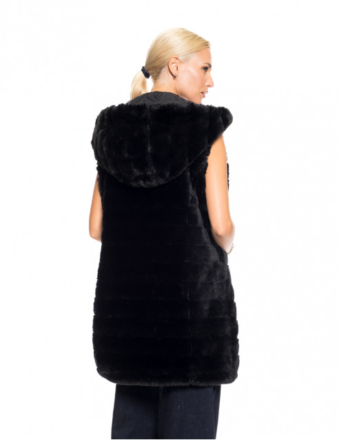 Splendid fashion Γυναικείο demi γούνινο γιλέκο διπλής όψης