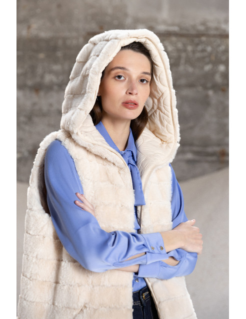 Splendid fashion Γυναικείο demi γούνινο γιλέκο διπλής όψης