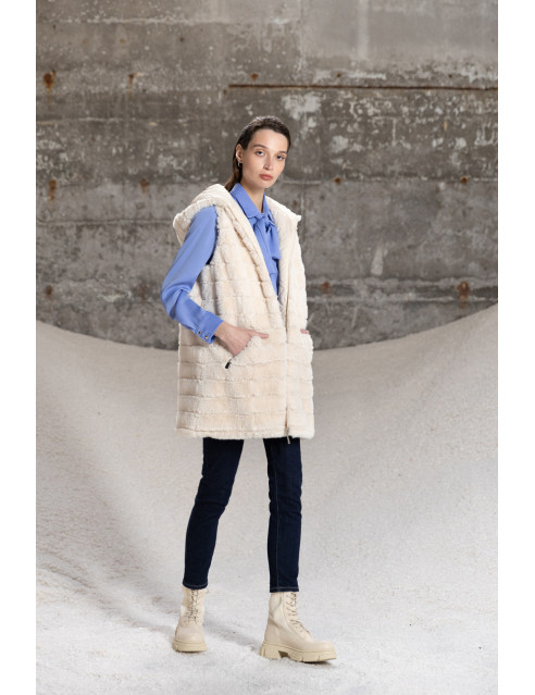 Splendid fashion Γυναικείο demi γούνινο γιλέκο διπλής όψης