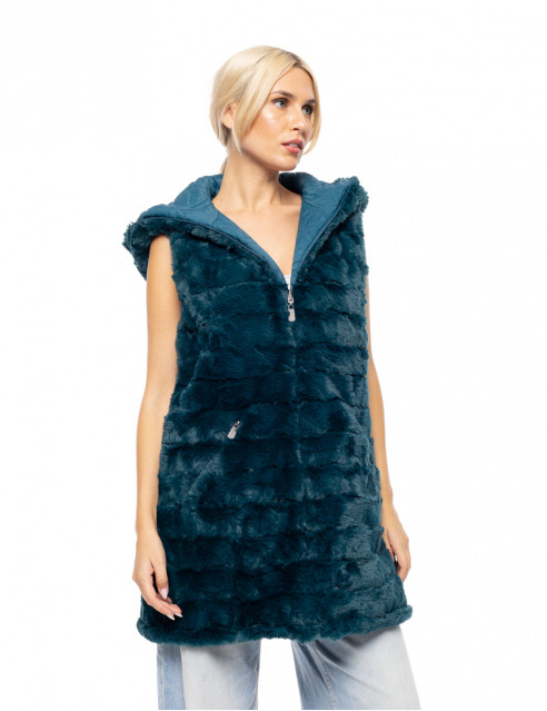 Splendid fashion Γυναικείο demi γούνινο γιλέκο διπλής όψης