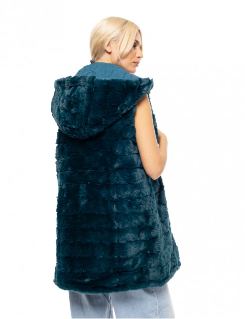 Splendid fashion Γυναικείο demi γούνινο γιλέκο διπλής όψης