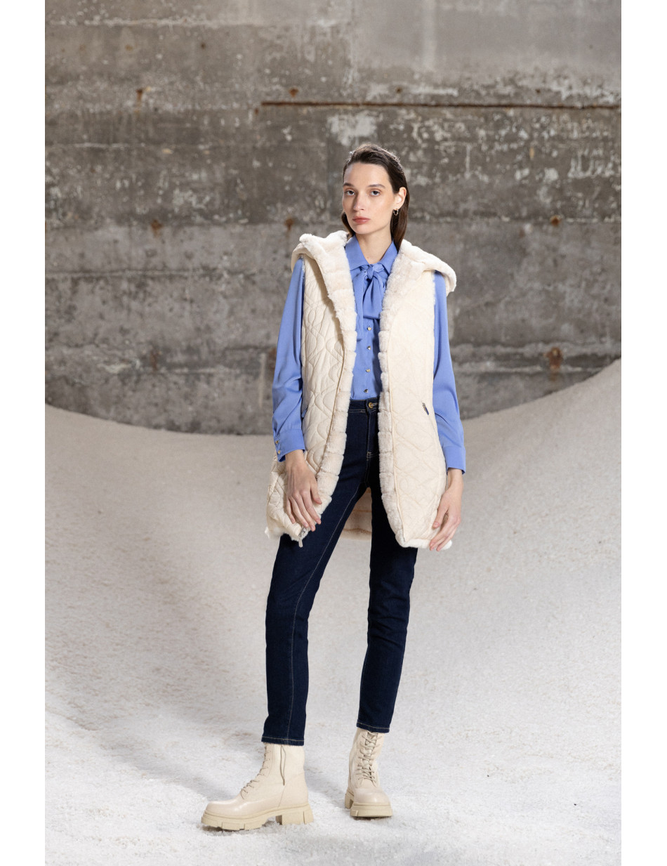 Splendid fashion Γυναικείο demi γούνινο γιλέκο διπλής όψης