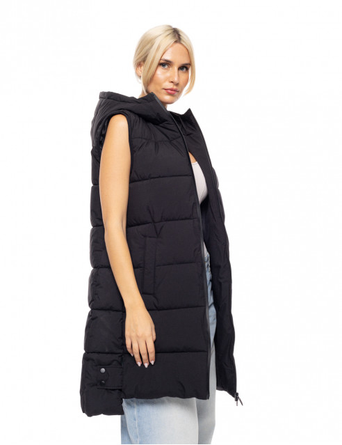 Biston fashion γυναικείο αμάνικο μπουφάν με ενσωματωμένη κουκούλα