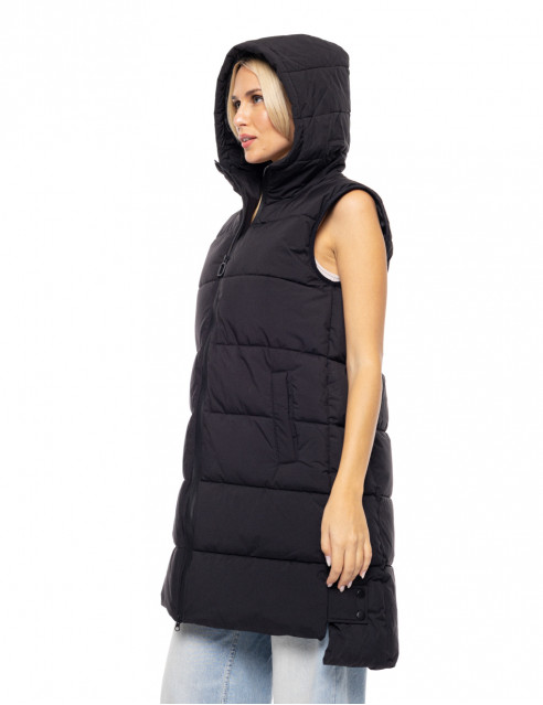 Biston fashion γυναικείο αμάνικο μπουφάν με ενσωματωμένη κουκούλα