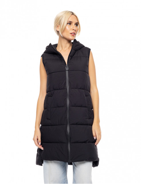 Biston fashion γυναικείο αμάνικο μπουφάν με ενσωματωμένη κουκούλα