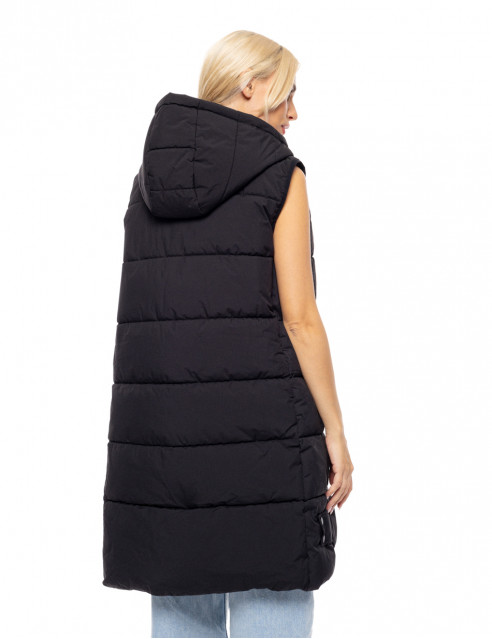 Biston fashion γυναικείο αμάνικο μπουφάν με ενσωματωμένη κουκούλα