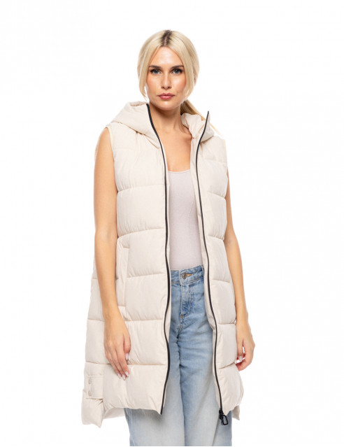Biston fashion γυναικείο αμάνικο μπουφάν με ενσωματωμένη κουκούλα