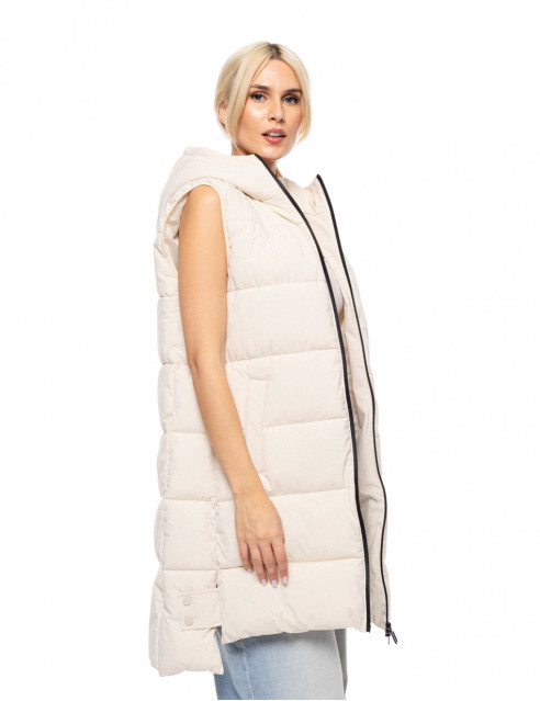 Biston fashion γυναικείο αμάνικο μπουφάν με ενσωματωμένη κουκούλα