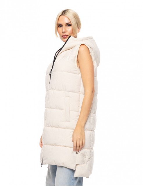 Biston fashion γυναικείο αμάνικο μπουφάν με ενσωματωμένη κουκούλα