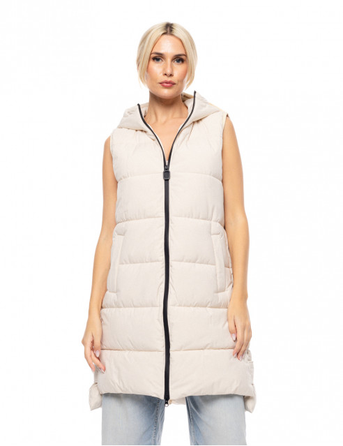 Biston fashion γυναικείο αμάνικο μπουφάν με ενσωματωμένη κουκούλα