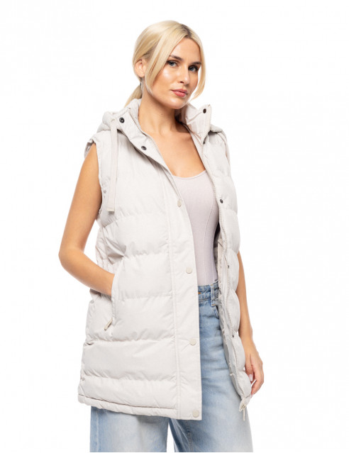 Biston fashion γυναικείο demi αμάνικο μπουφάν με αποσπώμενη κουκούλα