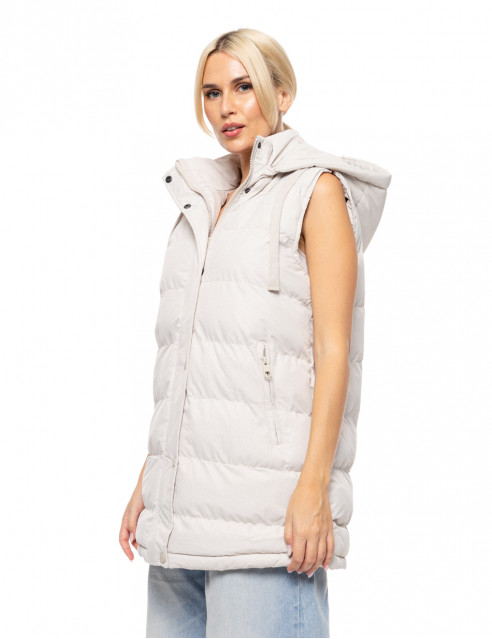 Biston fashion γυναικείο demi αμάνικο μπουφάν με αποσπώμενη κουκούλα